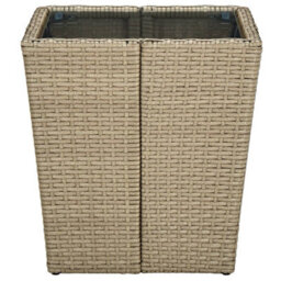Walplus Tea Table Beige 41.5X41.5X44 Cm Poly Rattan And Tempered Glass - thumbnail 3