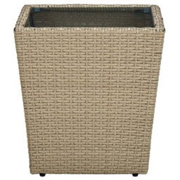 Walplus Tea Table Beige 41.5X41.5X44 Cm Poly Rattan And Tempered Glass - thumbnail 2