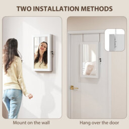 Homcom Jewelry Cabinet, Wall-Mounted Storage Cabinet With Mirror - thumbnail 6