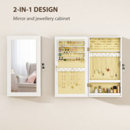 Homcom Jewelry Cabinet, Wall-Mounted Storage Cabinet With Mirror - thumbnail 4