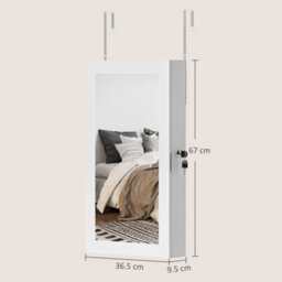 Homcom Jewelry Cabinet, Wall-Mounted Storage Cabinet With Mirror - thumbnail 3
