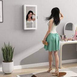 Homcom Jewelry Cabinet, Wall-Mounted Storage Cabinet With Mirror - thumbnail 8