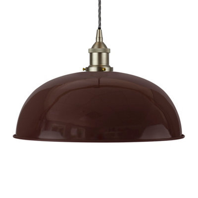 Burgundy Red Worcester Painted Dome Pendant Light With Brushed Chrome Lamp Holder And Grey Twisted Cable - Se Home - image 1
