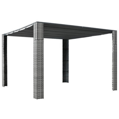 Berkfield Gazebo With Roof Poly Rattan 300X300X200 Cm Grey And Anthracite - image 1