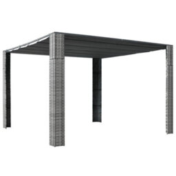 Berkfield Gazebo With Roof Poly Rattan 300X300X200 Cm Grey And Anthracite - thumbnail 1