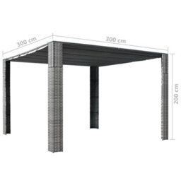 Berkfield Gazebo With Roof Poly Rattan 300X300X200 Cm Grey And Anthracite - thumbnail 4