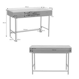 Sweeek - Wood Decor And Iron Desk With 2 Drawers And 1 Compartment Blue 120X55X80 Cm - William - thumbnail 5