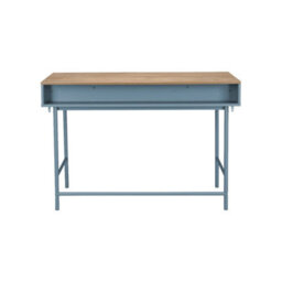 Sweeek - Wood Decor And Iron Desk With 2 Drawers And 1 Compartment Blue 120X55X80 Cm - William - thumbnail 4