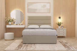 Somnior Beds Somnior Chambery Beige Linen Hybrid Pocket Sprung Orthopaedic Divan Bed Set With Upholstered Headboard