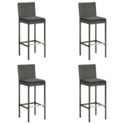 Berkfield 5 Piece Garden Bar Set With Cushions Poly Rattan Grey - thumbnail 2