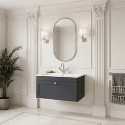 Balterley Swynnerton Traditional 1 Drawer Wall Hung Vanity Unit With Stone Basin, Dark Grey, 800mm - thumbnail 4