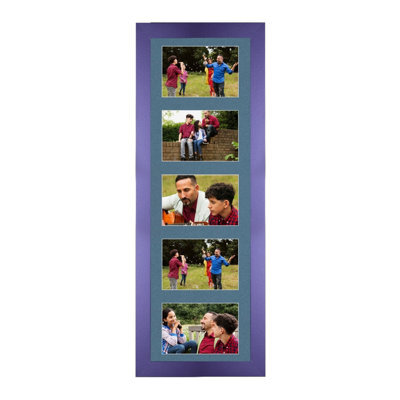 AK Frames 26X8 Purple Sleek Multi Photo Frame With Pompadour Mount - Holds 5 Apertures (5X) 6X4 Photos - image 1