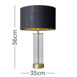 Valuelights Balan Matt Gold And Clear Tube Table Lamp With Black Gold Shade - thumbnail 5
