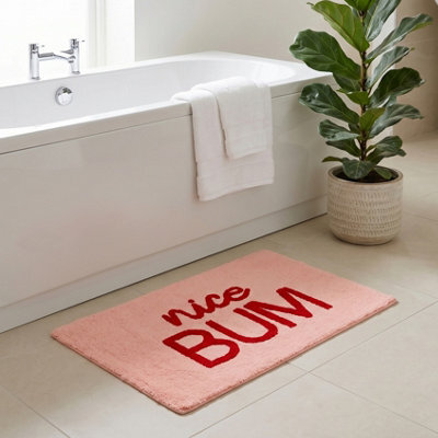 Allure Bath Fashions Nice Bum Slogan Bath Mat Non Slip Fun Bathroom Rug (Pink/red) - image 1