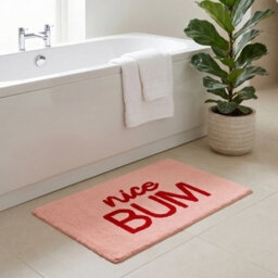 Allure Bath Fashions Nice Bum Slogan Bath Mat Non Slip Fun Bathroom Rug (Pink/red) - thumbnail 1