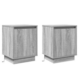 Berkfield Modern Bedside Cabinets With Led Lights 2 Pcs Grey Sonoma 39X34,5X50 Cm - thumbnail 1