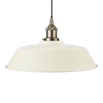 Clay White Chancery Painted Dome Pendant Light With Brushed Chrome Lamp Holder And Grey Twisted Cable - Se Home - image 1