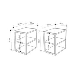 Decortie Echo Modern Sofa End Table Set Of 2 3-Tier Metal Frame Oak Living Room - thumbnail 3