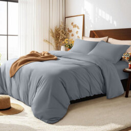 Aspire Homeware Silver Duvet Cover Set, Soft Microfiber & Reversible, Double (L)200Cm X (W)200Cm - thumbnail 5
