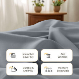 Aspire Homeware Silver Duvet Cover Set, Soft Microfiber & Reversible, Double (L)200Cm X (W)200Cm - thumbnail 3