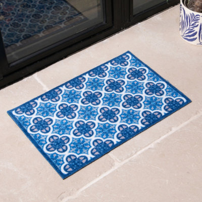 Artsy Doormats Blue Mosaic Tile Indoor Washable Doormat - image 1
