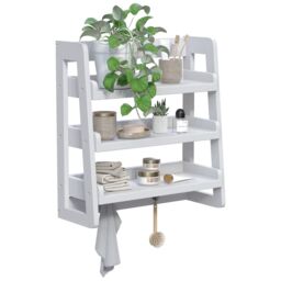 Hayle Matt White Wood Rectangular Wall-Mounted Bathroom Shelf (D)20Cm (H)53Cm (L)20Cm - thumbnail 2