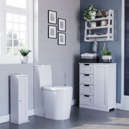 Hayle Matt White Wood Rectangular Wall-Mounted Bathroom Shelf (D)20Cm (H)53Cm (L)20Cm - thumbnail 9