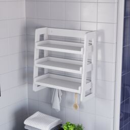 Hayle Matt White Wood Rectangular Wall-Mounted Bathroom Shelf (D)20Cm (H)53Cm (L)20Cm - thumbnail 7