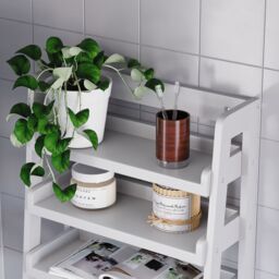 Hayle Matt White Wood Rectangular Wall-Mounted Bathroom Shelf (D)20Cm (H)53Cm (L)20Cm - thumbnail 4