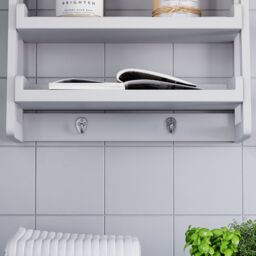Hayle Matt White Wood Rectangular Wall-Mounted Bathroom Shelf (D)20Cm (H)53Cm (L)20Cm - thumbnail 8