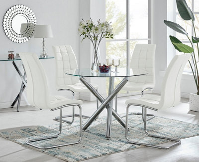 Furniturebox Uk Selina Round Dining Table And 4 White Murano Chairs - image 1