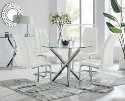 Furniturebox Uk Selina Round Dining Table And 4 White Murano Chairs - thumbnail 1