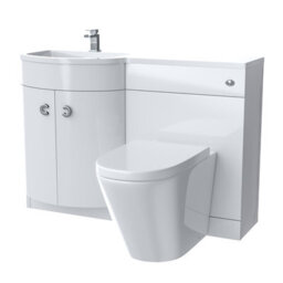 Nes Home 1100mm Left Hand White Basin Vanity Flat Pack Wc Unit, Modern Btw Toilet  Dene Flat Packed - thumbnail 4