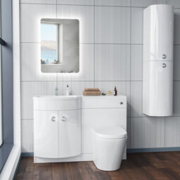 Nes Home 1100mm Left Hand White Basin Vanity Flat Pack Wc Unit, Modern Btw Toilet  Dene Flat Packed - thumbnail 3