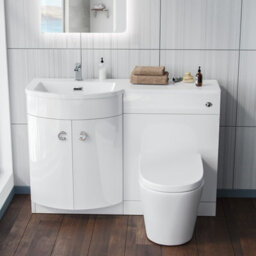 Nes Home 1100mm Left Hand White Basin Vanity Flat Pack Wc Unit, Modern Btw Toilet  Dene Flat Packed - thumbnail 2