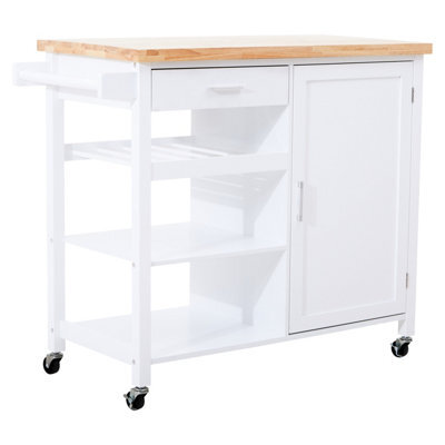 Premier Housewares Interiors By Premier Contemporary White Kitchen Trolley, Sturdy Kitchen Trolley For Entertaining Guests, Versatile Storge Trolley - image 1
