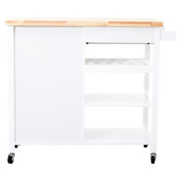 Premier Housewares Interiors By Premier Contemporary White Kitchen Trolley, Sturdy Kitchen Trolley For Entertaining Guests, Versatile Storge Trolley - thumbnail 4