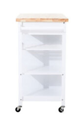 Premier Housewares Interiors By Premier Contemporary White Kitchen Trolley, Sturdy Kitchen Trolley For Entertaining Guests, Versatile Storge Trolley - thumbnail 6