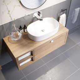 Affine Bathroom Wall Hung Vanity Unit Sink Cabinet Wash Basin Sink Storage Drawer 1100 - thumbnail 3
