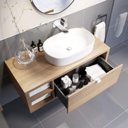 Affine Bathroom Wall Hung Vanity Unit Sink Cabinet Wash Basin Sink Storage Drawer 1100 - thumbnail 4