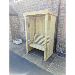 Churnet Valley Garden Furniture Ltd Four Seasons 2 Seater Arbour - Timber - L85 X W120 X H205 Cm - Minimal Assembly Required - Set Of Waterproof Cushions Included - thumbnail 3