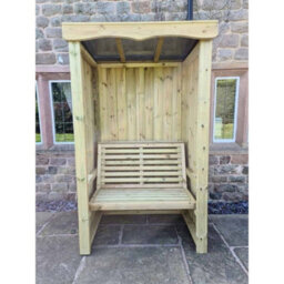 Churnet Valley Garden Furniture Ltd Four Seasons 2 Seater Arbour - Timber - L85 X W120 X H205 Cm - Minimal Assembly Required - Set Of Waterproof Cushions Included - thumbnail 1