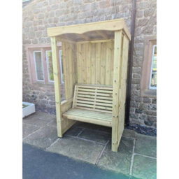 Churnet Valley Garden Furniture Ltd Four Seasons 2 Seater Arbour - Timber - L85 X W120 X H205 Cm - Minimal Assembly Required - Set Of Waterproof Cushions Included - thumbnail 2