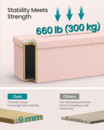 LEDREM Storage Ottoman, Foldable Ottoman Foot Rest, 38 X 110 X 38 Cm, Storage Bench, Loads Up To 300 Kg, For Living Room, Bedroom - thumbnail 5