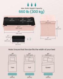 LEDREM Storage Ottoman, Foldable Ottoman Foot Rest, 38 X 110 X 38 Cm, Storage Bench, Loads Up To 300 Kg, For Living Room, Bedroom - thumbnail 3