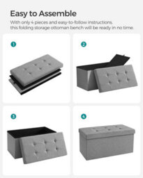 Songmics Functional Storage Chest, Comfortable Ottoman With Lid, Ideal For Living Room, Bedroom, Hallway, Light Grey - thumbnail 8
