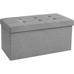 Songmics Functional Storage Chest, Comfortable Ottoman With Lid, Ideal For Living Room, Bedroom, Hallway, Light Grey - thumbnail 9