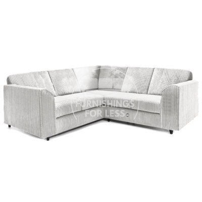 Furnishings For Less UK Ferguson Silver 5 Seater Fabric Corner Sofa L Shaped Jumbo Cord - Full Back - image 1