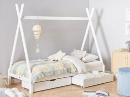 Beliani Set Of 2 Bed Storage Drawers Pine Wood Cronat White - thumbnail 2