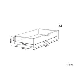 Beliani Set Of 2 Bed Storage Drawers Pine Wood Cronat White - thumbnail 3